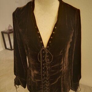 Brown Velvet Top with Laced Opening